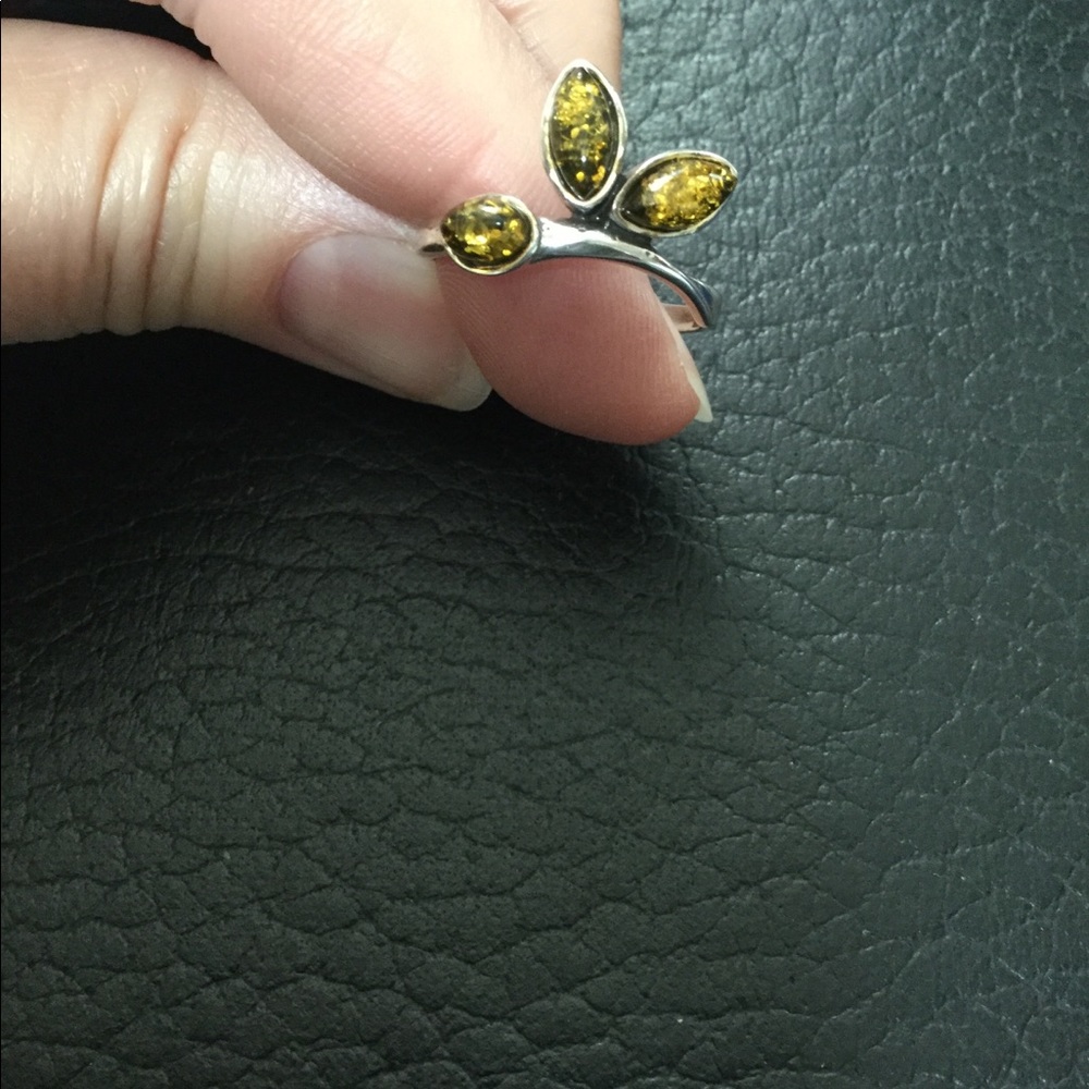 🍃Natural Yellow Amber SS Ring🍃 - Picture 3 of 7